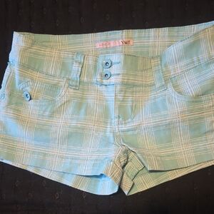 YMI Aqua Plaid High Waist Women Shorts